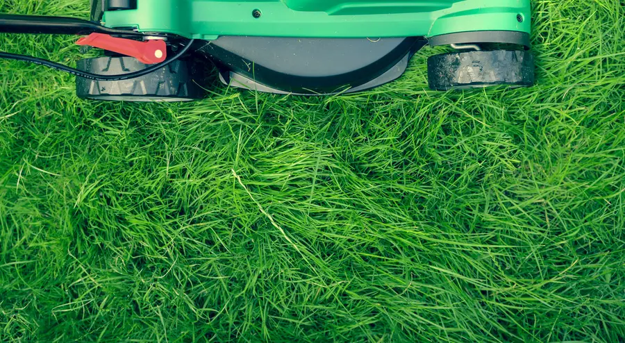 Mower cutting thick turf